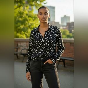 Van Heusen Black Polka Dot Button-Up Shirt